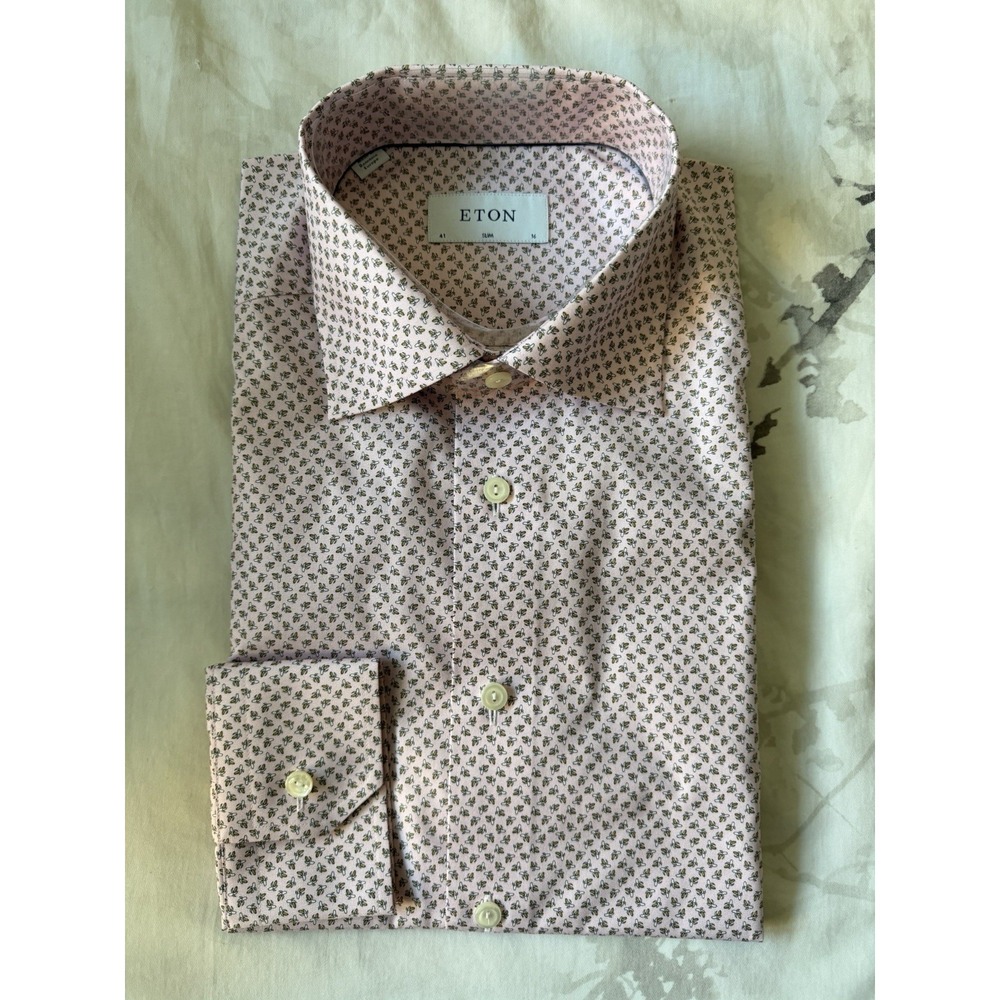 NWT Eton Micro-Banana Signature Poplin Dress Shirt Casual Button Designer Luxury